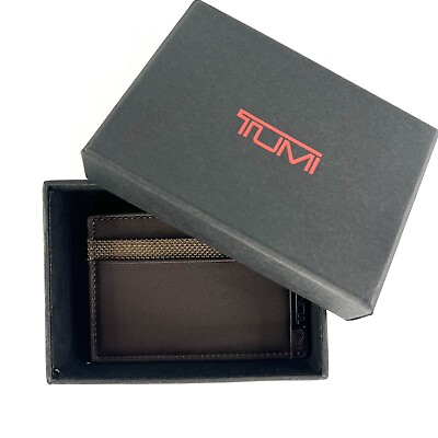 #ad #ad TUMI Alpha SLG Slim Card Case Brown Leather and Brown Ballstic Trim W ID Window $79.99