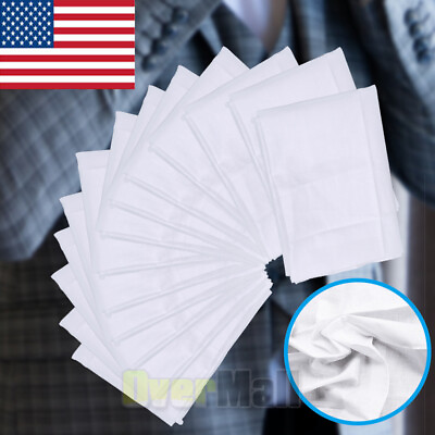 #ad Lots White Cotton Men Handkerchiefs Hanky Pocket Square Hankie Lot Set Vintage $6.99