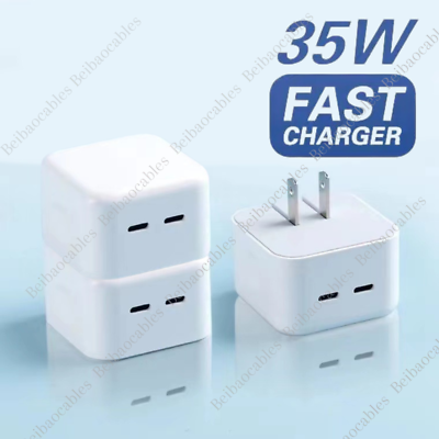 #ad 35W Dual USB C Port Power Adapter Fast Charger Block For iPhone iPad Samsung Lot $10.25
