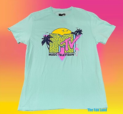#ad New MTV Palm Trees Retro Mens Vintage Concert T shirt $21.95