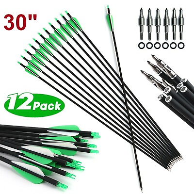 #ad #ad 12Pack 30 inch Carbon Arrows SP500 Archery Hunting For Compound amp; Recurve Bow US $27.15