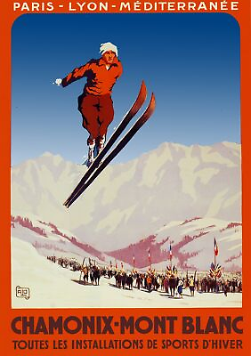 #ad 2913.Chamonix Mont Blanc Ski POSTER.French Travel Winter Room Office art Decor $60.00