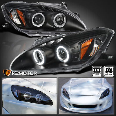 #ad Black Fits 2000 2003 Honda S2000 AP1 HID Type LED Halo Projector Headlights Lamp $148.97