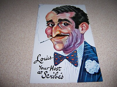 #ad 1950s LOUIS YOUR HOST at SCRIBE#x27;S RESTAURANT NEW YORK CITY NY. VTG POSTCARD $3.99