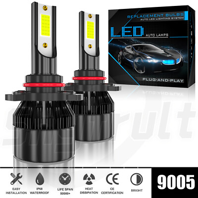 #ad 2x 9005 HB3 LED Headlight White High Beam Bulbs Kit Super White Bright Lamps $16.87
