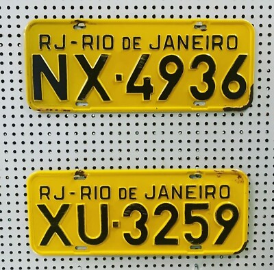 #ad 2 PIECES Personalized ALUMINUM Real Brazil Yellow License Plate YOUR TEXT $99.90