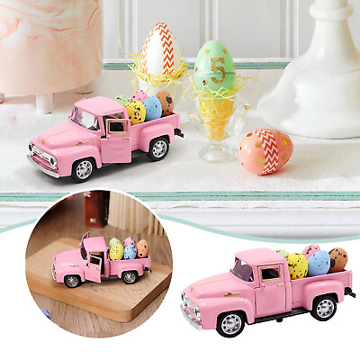 #ad Easter Decoration Mini Pink Metallic Truck Decoration Egg Tiered Tray $10.79