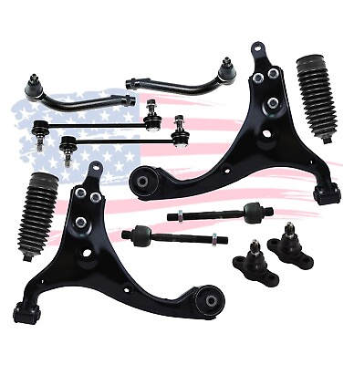 #ad 12 Pc Suspension Kit for Hyundai Elantra Lower Control Arms Tie Rod Ends w Boots $164.56