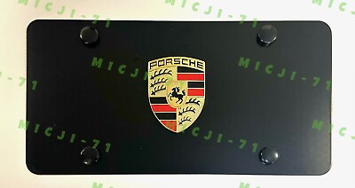 #ad Cayenne Carrera 911 Front Vanity Black Stainless Metal License Plate Frame $85.00