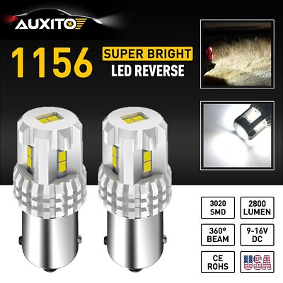 #ad 2X AUXITO 1156 P21W BA15S LED Reverse DRL Side Light Bulbs CANBUS White Parking $12.99