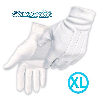 1 Pair 100% Cotton White Marching Parade Formal Dress Gloves M XL $6.95