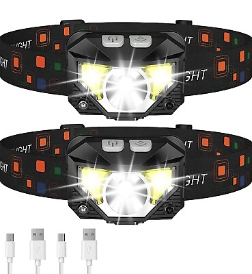 #ad LHKNL Headlamp Flashlight 1200 Lumen Ultra Light Bright LED Rechargeable Headli $22.99