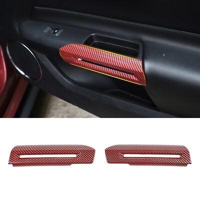 #ad Car Door Armrest Handle Cover Trim Red Carbon For Ford Mustang 2015 Accessories $25.99