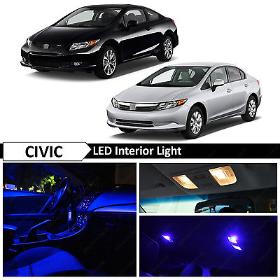 #ad 8x Blue Interior Map LED Light Package Kit Fit 2006 2012 Honda Civic Sedan Coupe $10.89