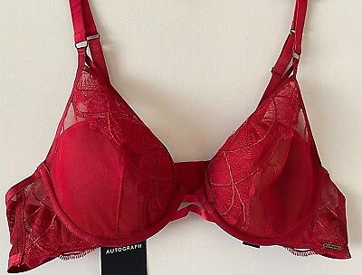 #ad LUXURY Mamp;S AUTOGRAPH 40A CHERRY RED PLUNGE BRA FREE POSTAGE NEW GBP 14.99