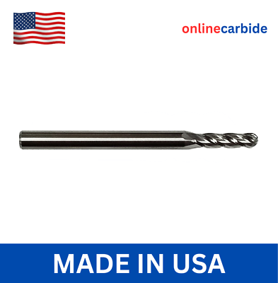 #ad 1 8quot; 4 FLUTE X LONG CARBIDE BALL NOSE END MILL 1 x 3 $13.95