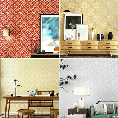 #ad 9.5m Vintage Grid Non Woven Embossed Self Adhesive Wallpaper Home Decor Stickers $31.82