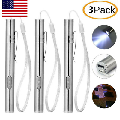 #ad 3x 10000 Lumens Portable Super Bright USB LED Rechargeable Pocket Torch Lamp Pen $9.74