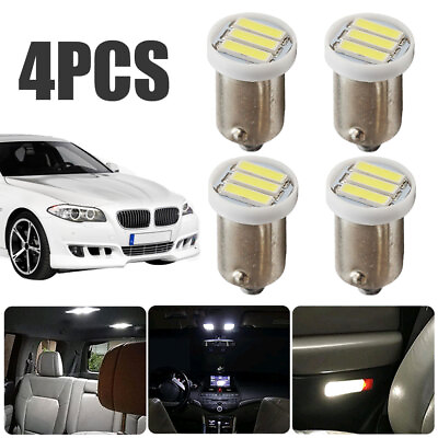 #ad 4Pcs BA9S T4W 3 SMD 7020 LED White Car Backup Reserve Lights Bulbs Door Lamp $9.99
