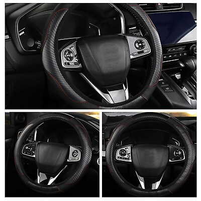 #ad For Hyundai 15quot; Car Carbon Fibre Steering Wheel Cover Anti Slip Breathable Wrap $8.99