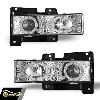 #ad For 1988 1999 Chevy GMC C K 1500 2500 1995 2000 Tahoe Headlights Halo Projector $91.99