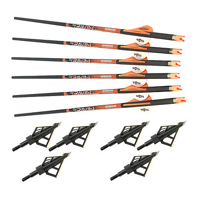 Ravin R138 Carbon 400 Grain .003 Crossbow Arrows and HME Broadheads 6 Pack $149.99