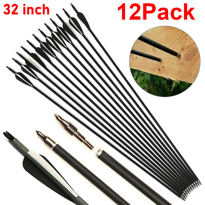 #ad #ad 12PCS 32quot; Carbon Arrows Archery 7.8mm SP500 For Compound amp; Recurve Bows Hunting $28.98