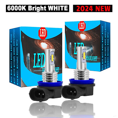 #ad 2pcs H11 LED Headlight Bulbs High Low Beam 10000K Super White Combo Bright Kit $15.99