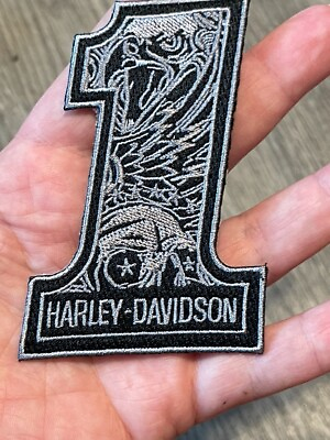 #ad Harley Davidson patch black white 1 Patch iron on $6.99