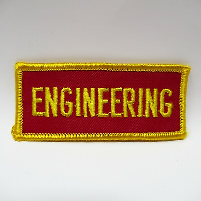 #ad Engineering Yellow Lettering Red Background Vintage Patch Uniform $4.95