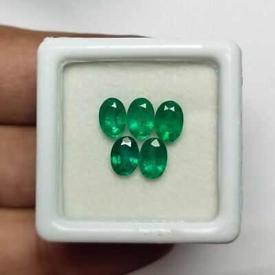 #ad 6x4 mm Natural Emerald Oval Cut 2.28 Carat 5 Pieces Lot Oval Vivid Green Emerald $238.21