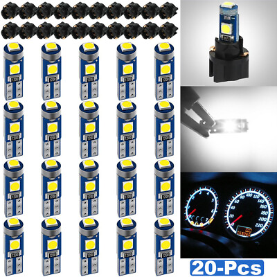 #ad 20x Instrument Panel Dash Gauge Light Bulbs T5 74 17 37 3SMD LED w Socket White $9.32