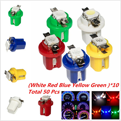 #ad T5 5050 B8.4d 1 smd LED Instrument Panel Lights Wedge Car Dashboard Bulbs 50 pcs $15.53