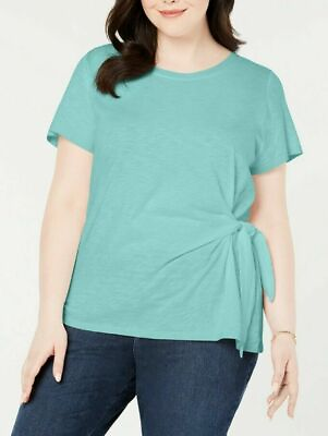 #ad Style amp; Co PLUS SIZE Refreshing TEAL 2X Side Tie Shirt NEW $14.28