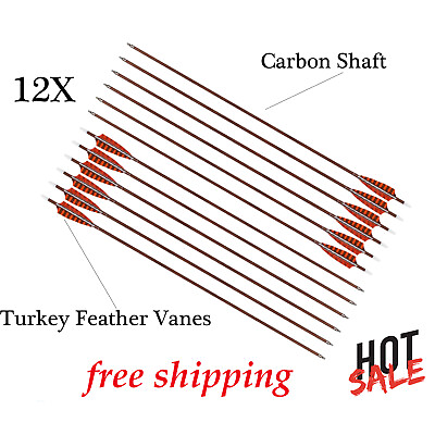 Archery Arrows Hunting Carbon 400 Spine Bare Shafts for Compound Recurve Bows $71.43