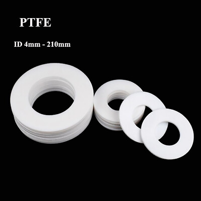 #ad PTFE Flat Washers Sealing Gasket Shim ID 4mm 210mm High Temp Oil Resistance $2.19