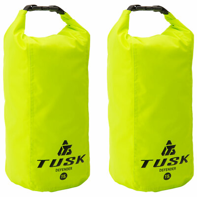 Tusk Defender Dry Bag Set of 2ea 15 Liter Flo Green Motorcycle MX ATV SET of 2 $24.59