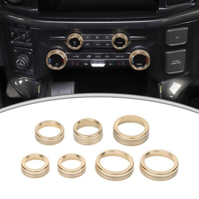 #ad 7x Interior Dashboard AC Headlight 4WD Switch Cover Rings For Ford F150 21 Gold $23.22
