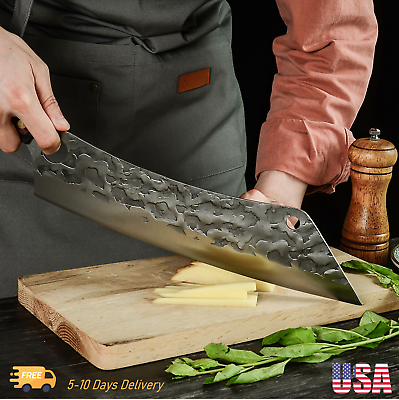 Kitchen Knife Carbon Steel Long Chef Tool Forged Cleaver Cutting Meat Knives USA $34.34