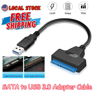 #ad USB 3.0 to SATA Adapter Cable for 2.5quot; SSD HDD Drives Super Fast Data Transfer $4.59