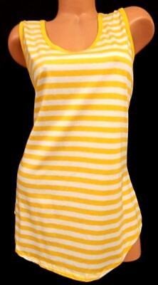 #ad Lularoe yellow white striped scoop neck short sleeve stretch top 3XL $13.99