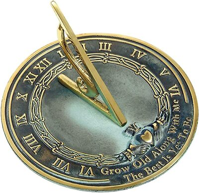 #ad Brass Sundial Grow Old with Me 10quot; Large $109.17