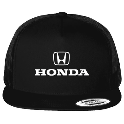 #ad Honda Motor Auto Logo Emblem Printed on Black Hat Flat Bill Yupoong Trucker Cap $22.99
