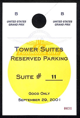 #ad 2001 Grand Prix IMS F1 Large Hanging Tower Suites Parking Pass #0631 $8.99