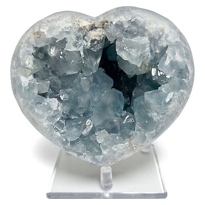 #ad Natural Heart Shaped Celestite Gemstone Crystal Cluster Geode Specimen 3.8 Lb $99.99