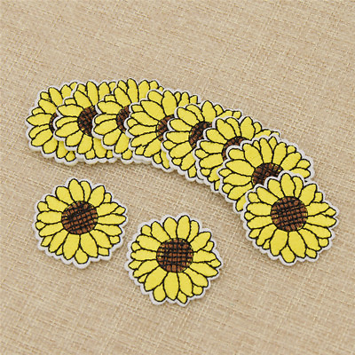 #ad 10Pcs Yellow Sunflower Patches Sewing Craft Plant Embroidered Applique Handmade $2.05
