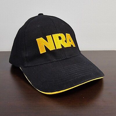 #ad #ad NRA Hat Membership Embroidered Cap Adjustable Black Gold w USA Flag $3.95