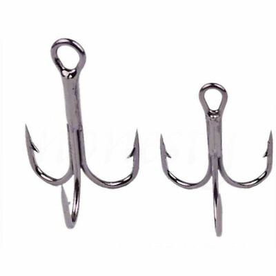 #ad 20 50X White Fishing Carbon Steel Treble Hooks Fishhook Tackle 2 4 6 8 10 12 14# $2.09