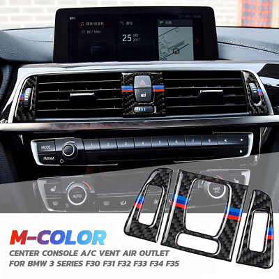 Carbon Fiber Trim AC Outlet Control Vent Sticker Interior Cover for BMW 3 4 F30 $22.54