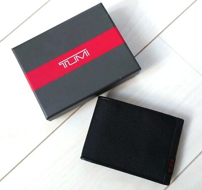 #ad TUMI Double Billfold Wallet New Unused Ballistic Nylon Leather Black Solid Box $192.00